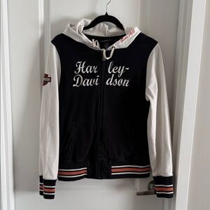 Harley-Davidson Black and White Zip-Up Jacket Vintage